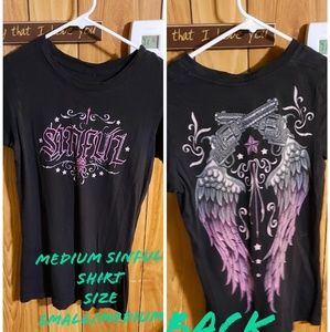 Sinful shirt with wings on the back